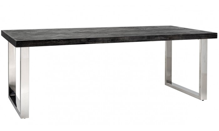 Table à manger argent design en acier Blackbone 180cm