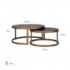 Table de salon Blackbone brass set de 2