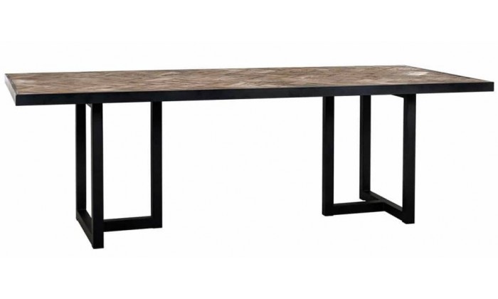 Table à dîner large design en acier vieux bois d'orme naturel  Herringbone 240 Richmond Interiors Herringbone Eettafel Large