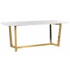 Table de salle à manger ultra design en acier inoxydable gold poli et marbre blanc MODENA