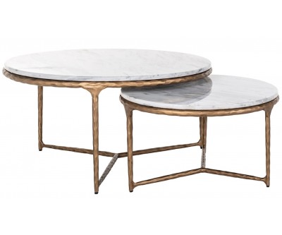 Richmond Interiors Table de salon Steel Smith brass set de 2 Coffee table