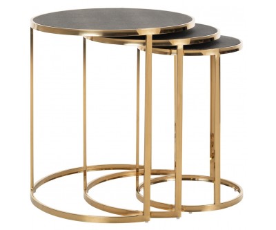 Table d'appoint  Basse Richmond Interiors Calesta Bijzettafel Set Rond End table Calesta set of 3 round shagreen look