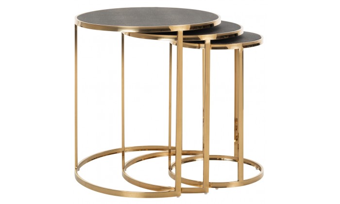 Table d'appoint  Basse Richmond Interiors Calesta Bijzettafel Set Rond End table Calesta set of 3 round shagreen look