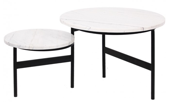 Table de salon Lexington white set de 2 rotative reversible