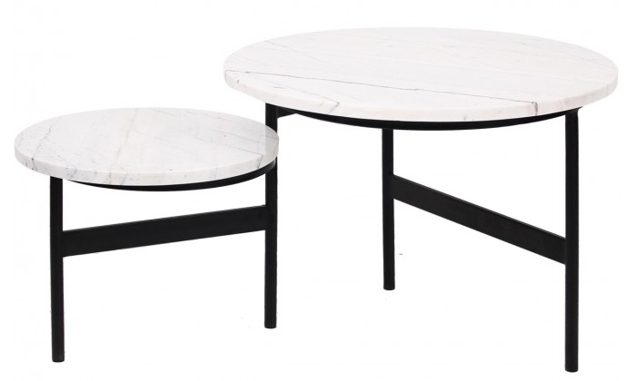 Table de salon Lexington white set de 2 rotative reversible
