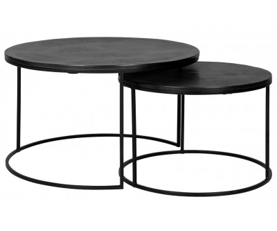 Table de salon Bolder set de 2 aluminium noir et de 2 Ronde Salontafel Set 