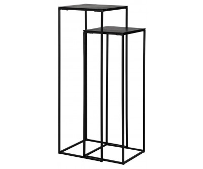 Richmond Interiors  Bijzettafel Set Table d'appoint Table d'angle set de Colonne Bolder set de 2 aluminium noir