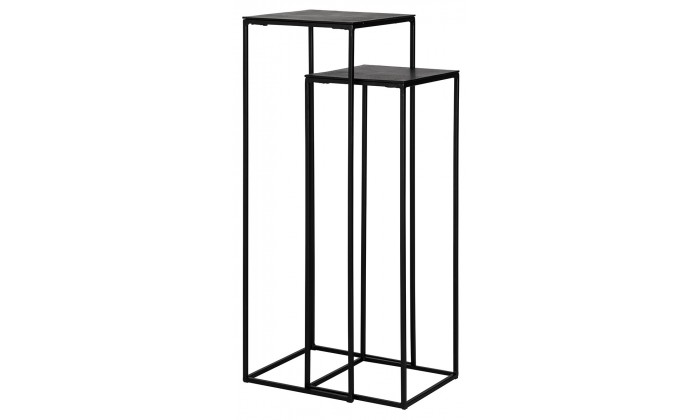 Richmond Interiors  Bijzettafel Set Table d'appoint Table d'angle set de Colonne Bolder set de 2 aluminium noir