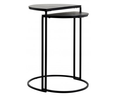 Richmond Interiors  Bijzettafel Set Table d'appoint Table d'angle set de Table d'angle Bolder set de 2 aluminium noir