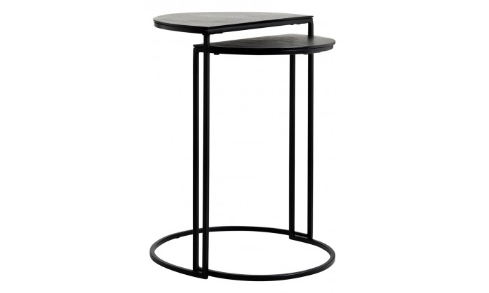 Richmond Interiors  Bijzettafel Set Table d'appoint Table d'angle set de Table d'angle Bolder set de 2 aluminium noir