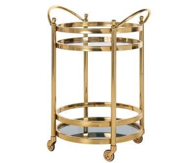   Richmond Interiors Trolley Hendricks Goud Serveerwagen rond Table d'appoint Bijzettafel Set Luxe 