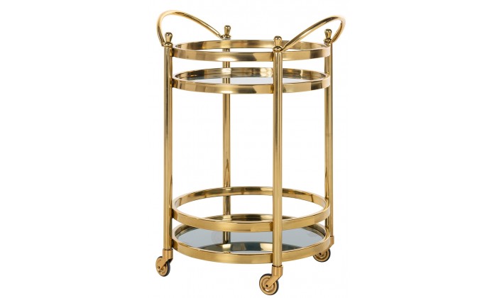   Richmond Interiors Trolley Hendricks Goud Serveerwagen rond Table d'appoint Bijzettafel Set Luxe 