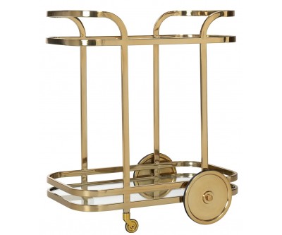   Richmond Interiors Trolley X.O. gold Trolley avec verre Serveerwagen Goud Serveerwagen rond Table d'appoinT