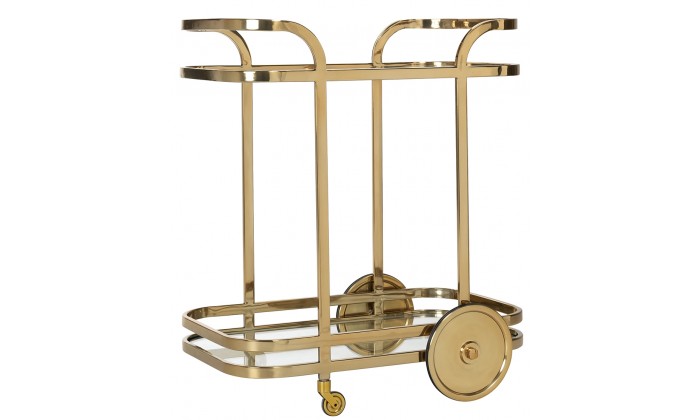   Richmond Interiors Trolley X.O. gold Trolley avec verre Serveerwagen Goud Serveerwagen rond Table d'appoinT