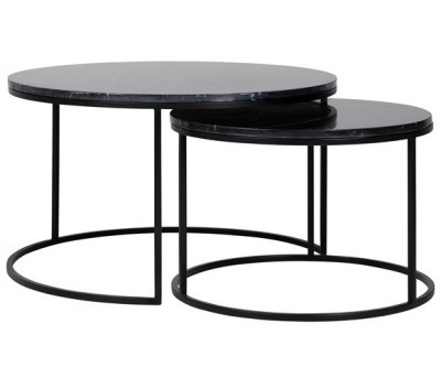 Richmond Interiors Table de salon Beaumont set of 2 marbre noir alontafel Table de salon  Coffee table 