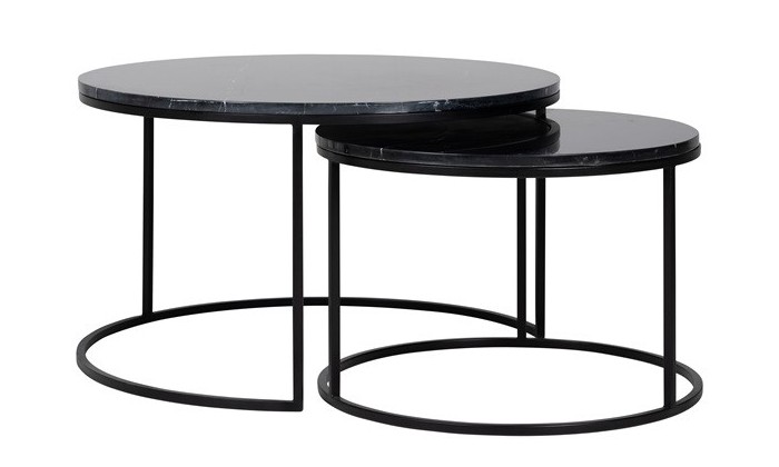 Richmond Interiors Table de salon Beaumont set of 2 marbre noir alontafel Table de salon  Coffee table 