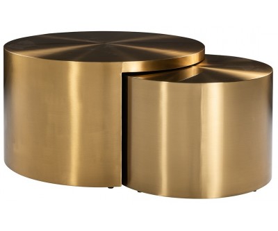 Richmond Interiors Big & Rich Salontafel Set Coffee table set of 2 brushed gold Table de salon set de2 brushed gold