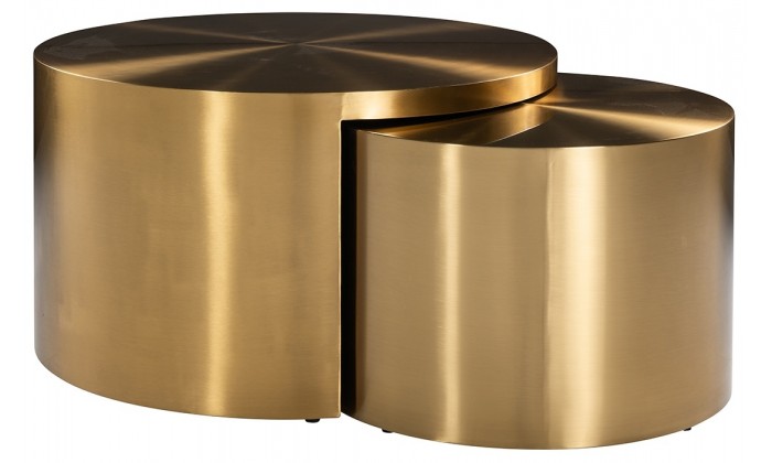 Richmond Interiors Big & Rich Salontafel Set Coffee table set of 2 brushed gold Table de salon set de2 brushed gold