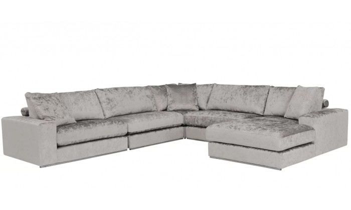 Canapé d’angle en forme de “U” avec une méridienne à gauche ou droit coloris tissu silver FENDI-5