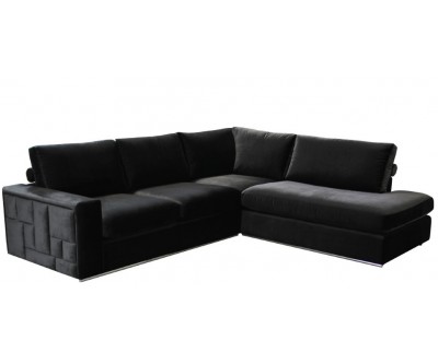Canapé d’angle en forme de “L” coloris tissu noir FENDI-4