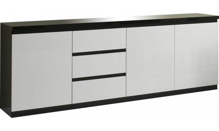 Bahut design blanc et noir à 3 portes et 3 tiroirs MADRID-3