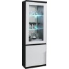 Vitrine à 1 porte coloris noir et blanc avec led intégré MADRID-3