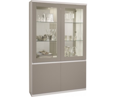 Vitrine à 2 portes coloris blanc et gris avec led intégré MADRID-5