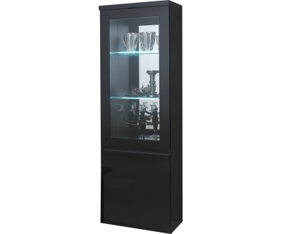 Vitrine à 1 porte coloris noir avec led intégré MADRID-2