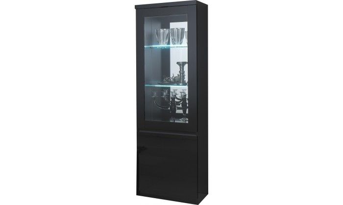 Vitrine à 1 porte coloris noir avec led intégré MADRID-2