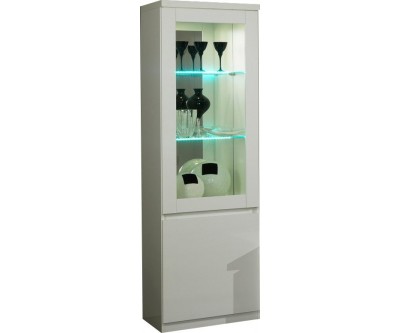 Vitrine à 1 porte coloris blanc avec led intégré MADRID