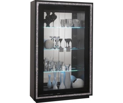 Vitrine 2 portes ultra design noir laqué avec strass KRISTAL-2