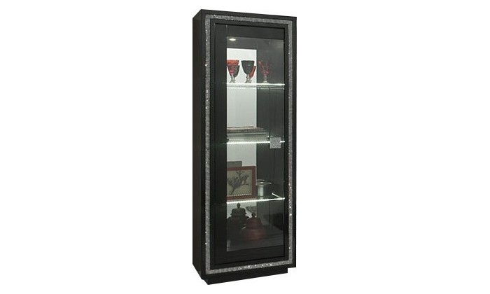 Vitrine 1 porte noir laqué avec strass KRISTAL-2