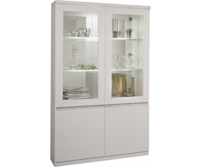 Vitrine 2 portes ultra design blanc laqué garnie de cristaux WAREMME