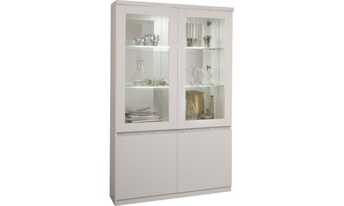 Vitrine 2 portes ultra design blanc laqué garnie de cristaux WAREMME