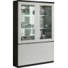 Vitrine 2 portes ultra design noir et blanc laqué garnie de cristaux WAREMME